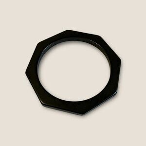 Vintage Black Octagon Bakelite Bangle Bracelet 2.5" Inside Diameter Retro Jewelr